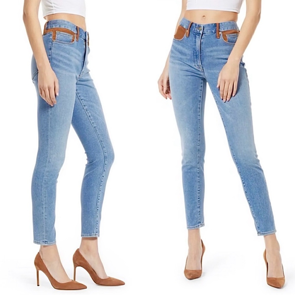 Good American Jeans Good Legs Suede Mixing Skinny Jeans women’s size 6